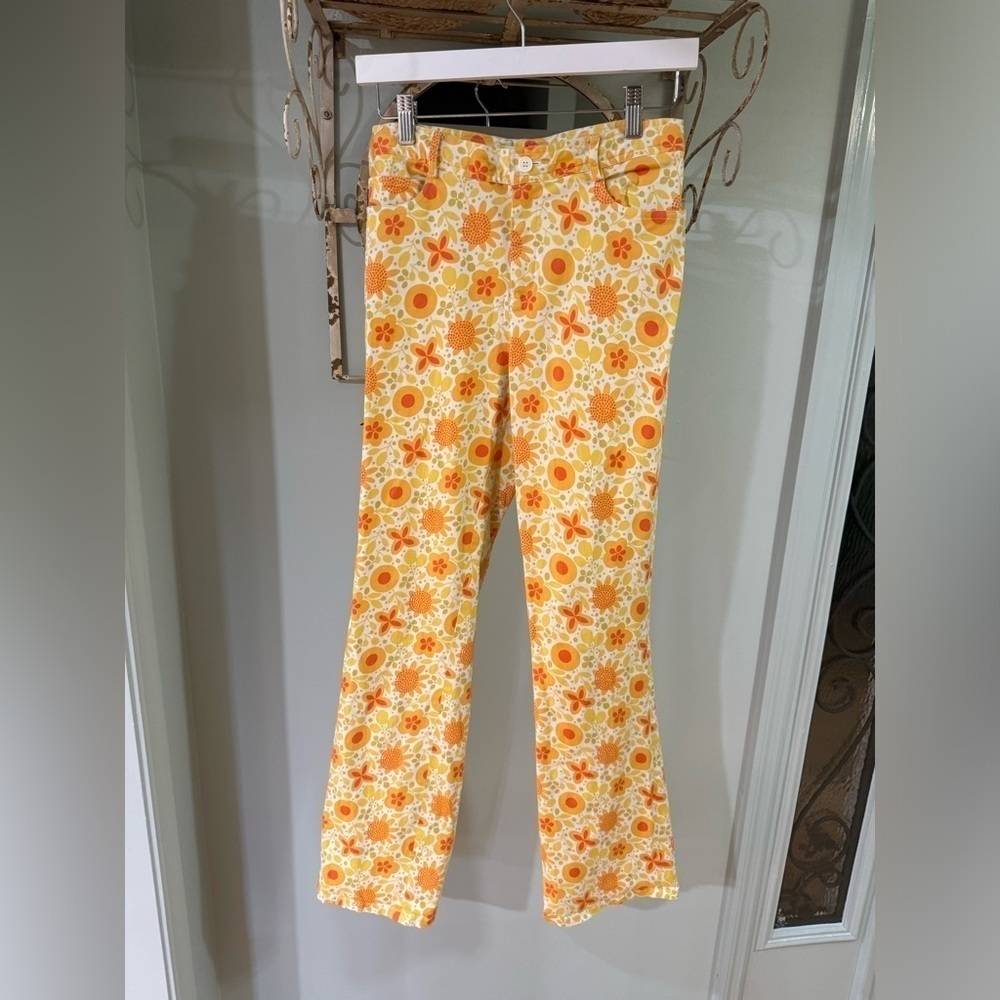 Focus Fun Floral Print Orange, Yellow, Green, White with Polkadots Pants size 6